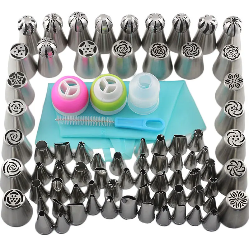 

79Pcs Russian Pastry Nozzles Icing Piping Tips Silicone Pastry Bag Converter Kitchen Baking Cake Decorating Confectionery Tools