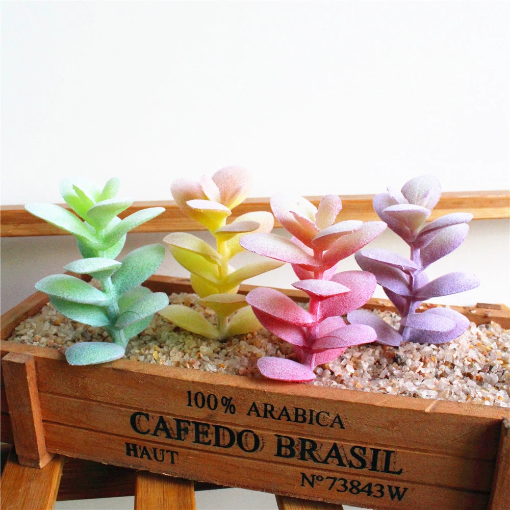 緑 ピンク 紫黄色植毛偽の植物人工多肉植物フラワーアレンジメントアクセサリー家の庭の装飾 人工植物 Aliexpress