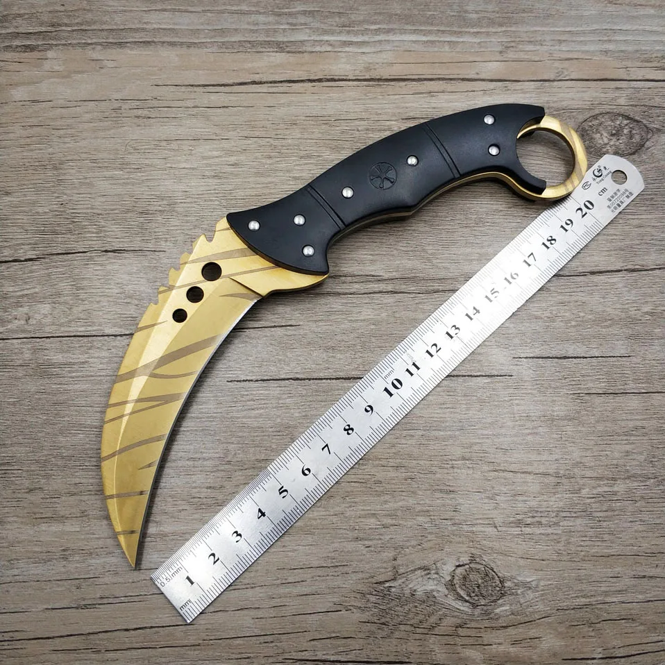 Прямая поставка 420C стальной karambit cs go тактический нож ABS Ручка счетчик удара нож-мачете охотничий нож для выживания с зажимом для ремня