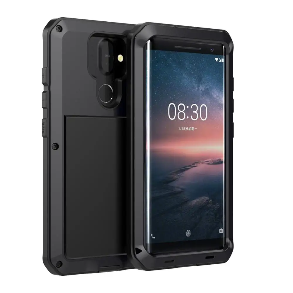 

Luxury Doom Armor Life Water Resistant Aluminum Metal Case for Nokia 8 Sirocco FULL Cover Coque 360 Shock Proof