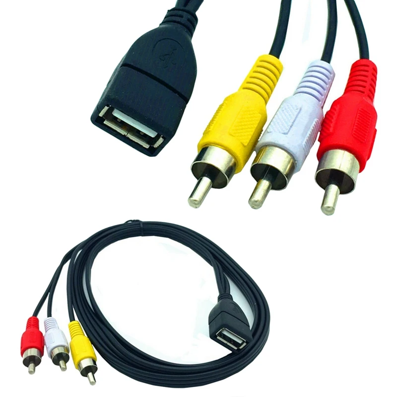 1,5 м Usb A Female To 3 Rca Phono Av кабель Ведущий ПК ТВ Aux аудио видео адаптер-Горячий