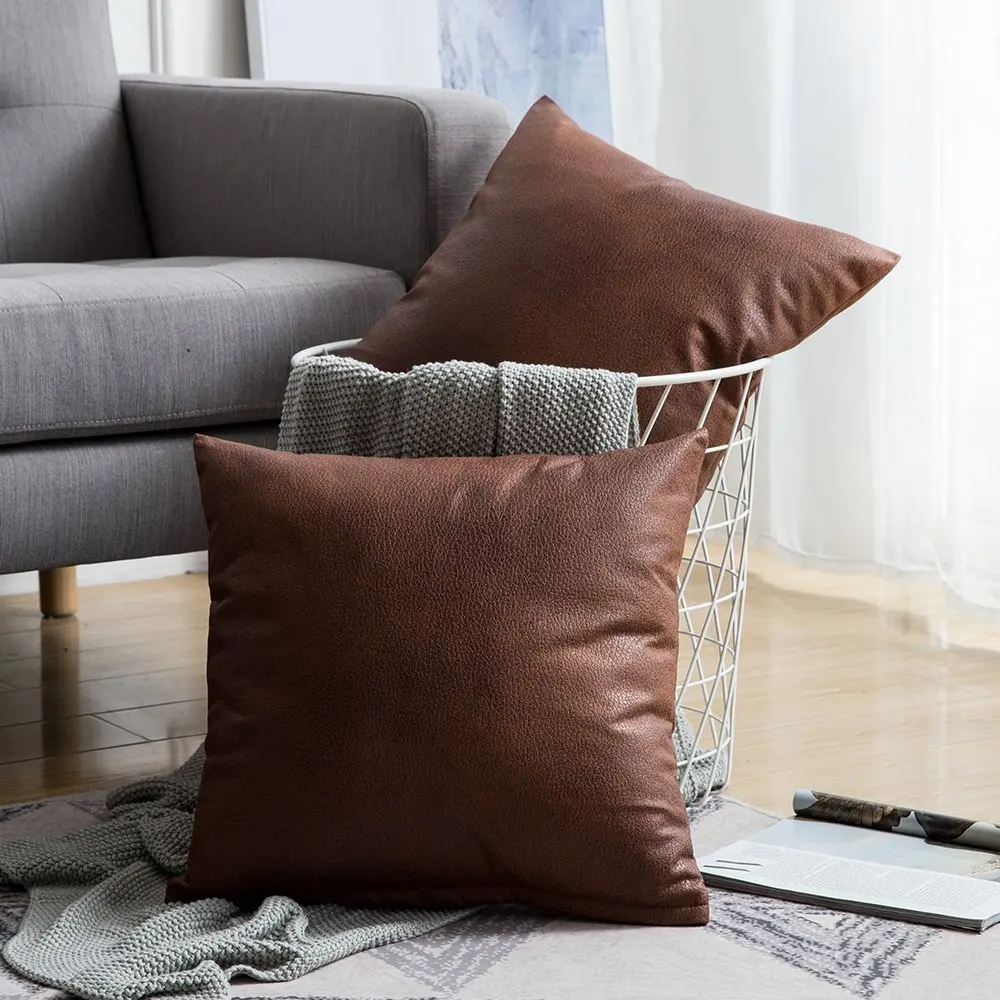 1 PC Decorative Faux Leather Modern Pillow Cover Square 