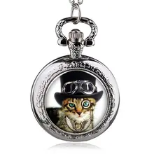 Лидирующий бренд кварцевые карманные часы маленький кот с большой шапкой узор с брелоком цепи часы для мужчин и женщин лучший подарок HB952-14