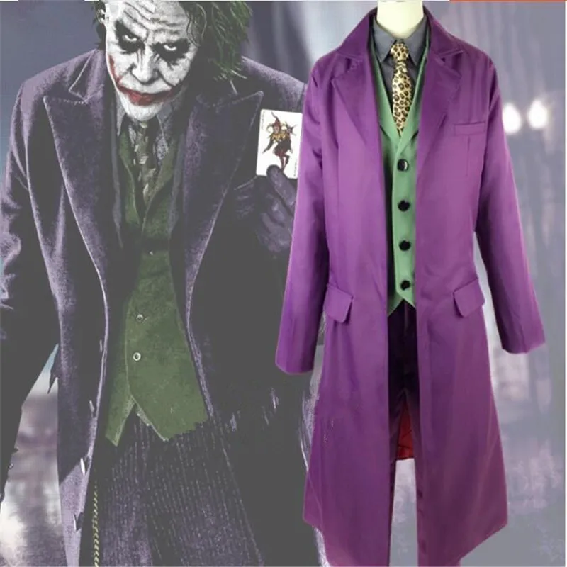 

Batman The Dark Knight Joker Cosplay Suit Full Set Outfits Men's Halloween Costumes Fancy Dress A725