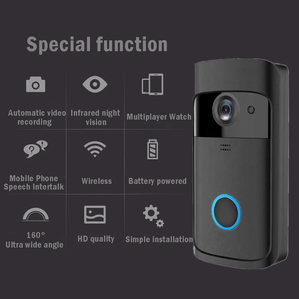 Беспроводной умный дверной звонок, камера, Wi-Fi, удаленное видео для домашней безопасности, дверной звонок, телефон