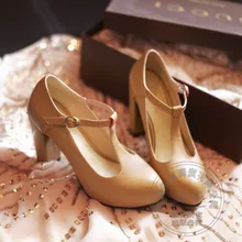 Druck Leder Tiefen Mund Verschluss Koreanische Thick Heels Neue Schuhe Womans Quadrat Ferse Plattform Pumpt Reine Farbe Runde Kappe Pu Casual