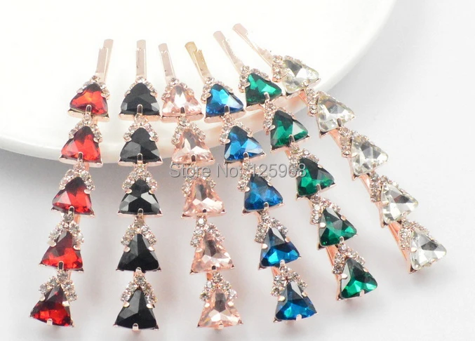 

Free Shipping!New Hot Sale Five Rhinestone Triangle Hair Barrettes Hairclips For Women/Girls Elegant Barrettes Hair Accessory