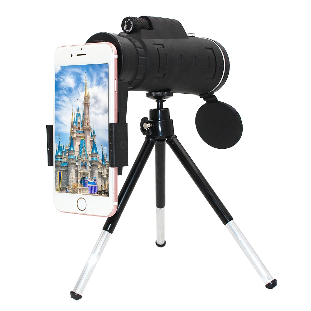 40X التكبير أحادي الهاتف المحمول تلسكوب 40x60 ل فون هواوي Xiaomi الهواتف الذكية كاميرا العدسات في الهواء الطلق الصيد