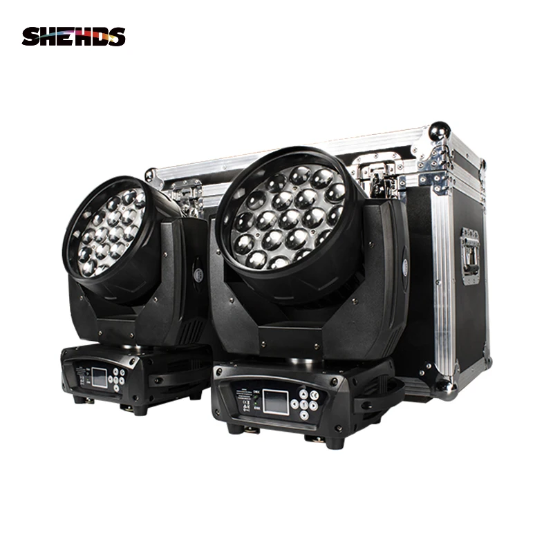 Чехол для полетов SHEHDS с 2 светодиодными балками + стирка 19x15 Вт RGBW Масштабирование