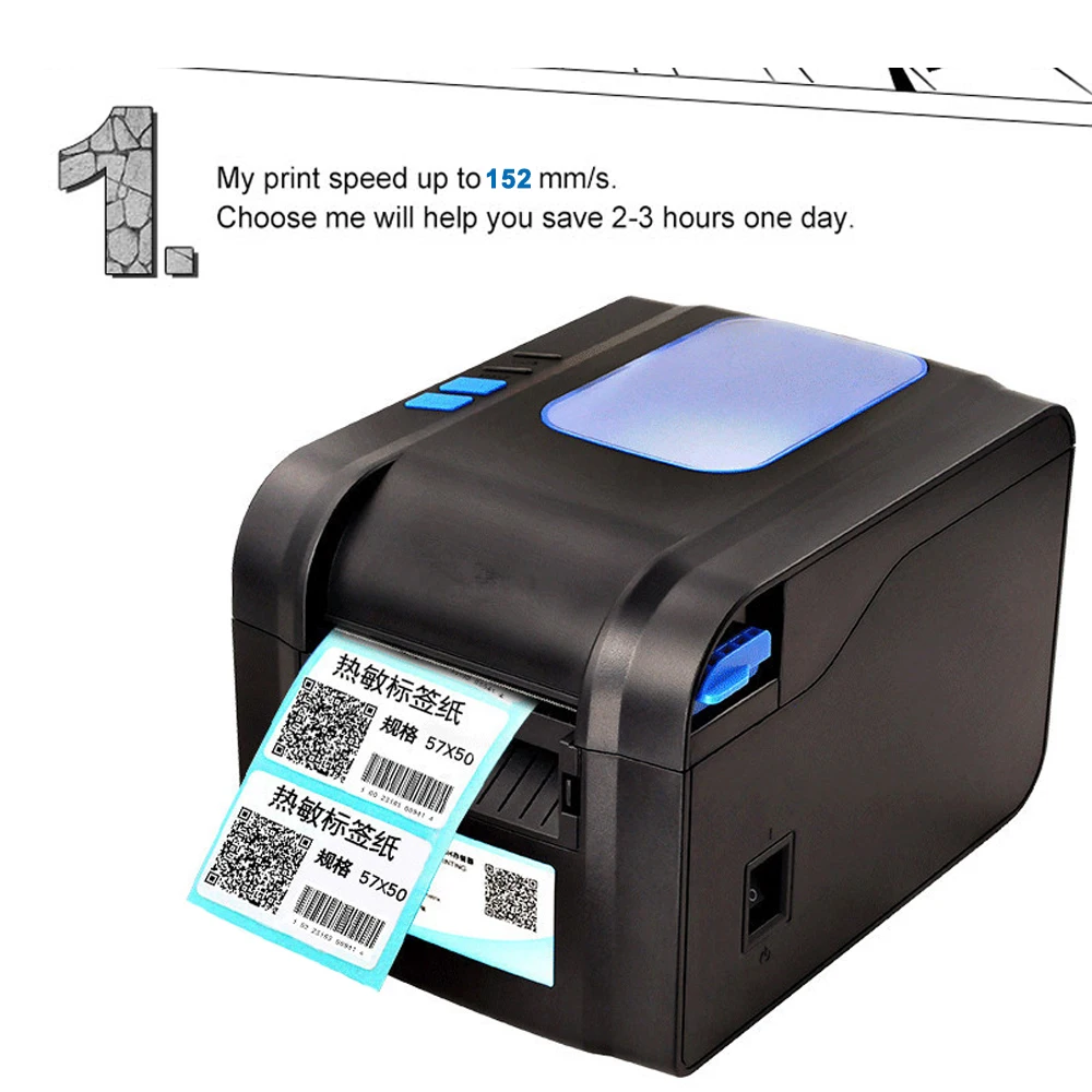 Xprinter تسمية طابعة باركود الحرارية استلام الطابعة طابعة رموز شريط 20 مللي متر-80 مللي متر مع السيارات Stipping XP-370B