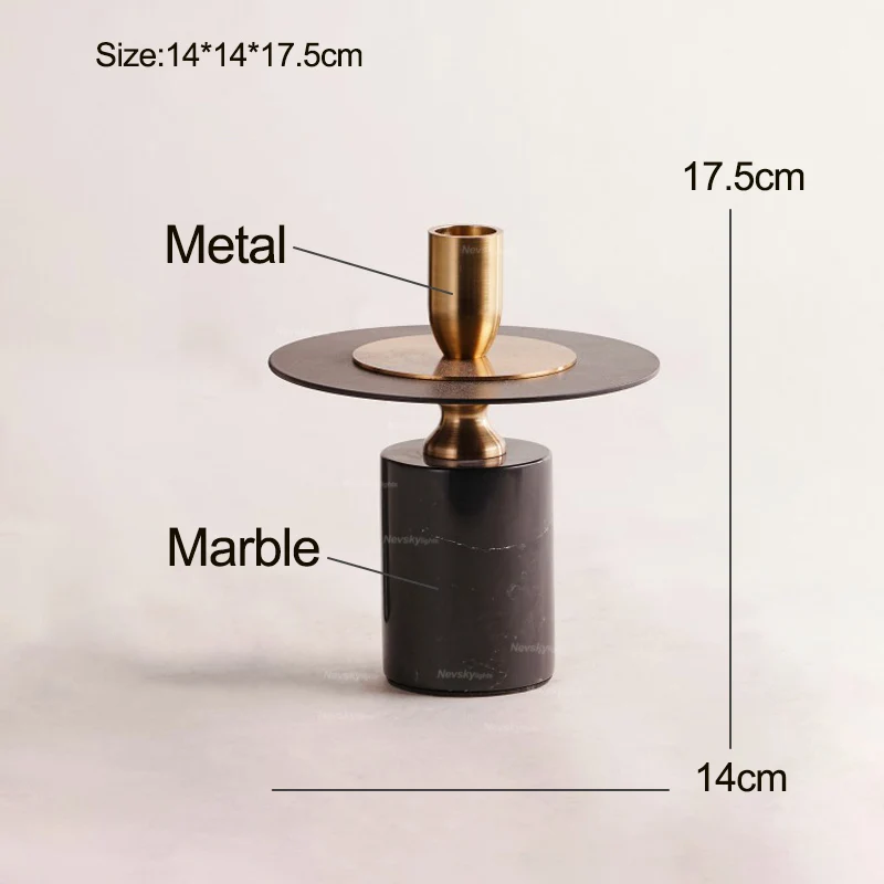 Невский Декор для дома подсвечник черный мрамор цилиндр подсвечник золотой металлический держатель белый мрамор подсвечник хрустальные аксессуары - Цвет: C-14x17.5cm