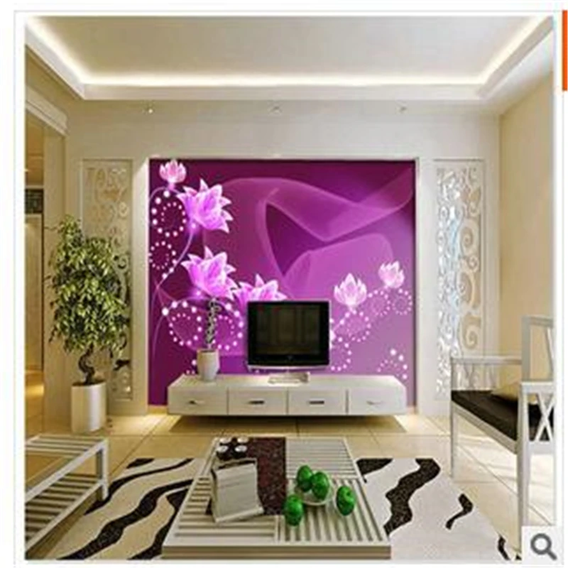 2015 fashion Large bedroom TV wall mural wallpaper background wallpaper modern minimalist purple for living room papel de parede