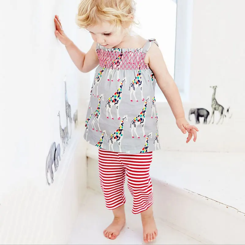 Girls Grey Giraffe Printed  Quality Suspender Sets