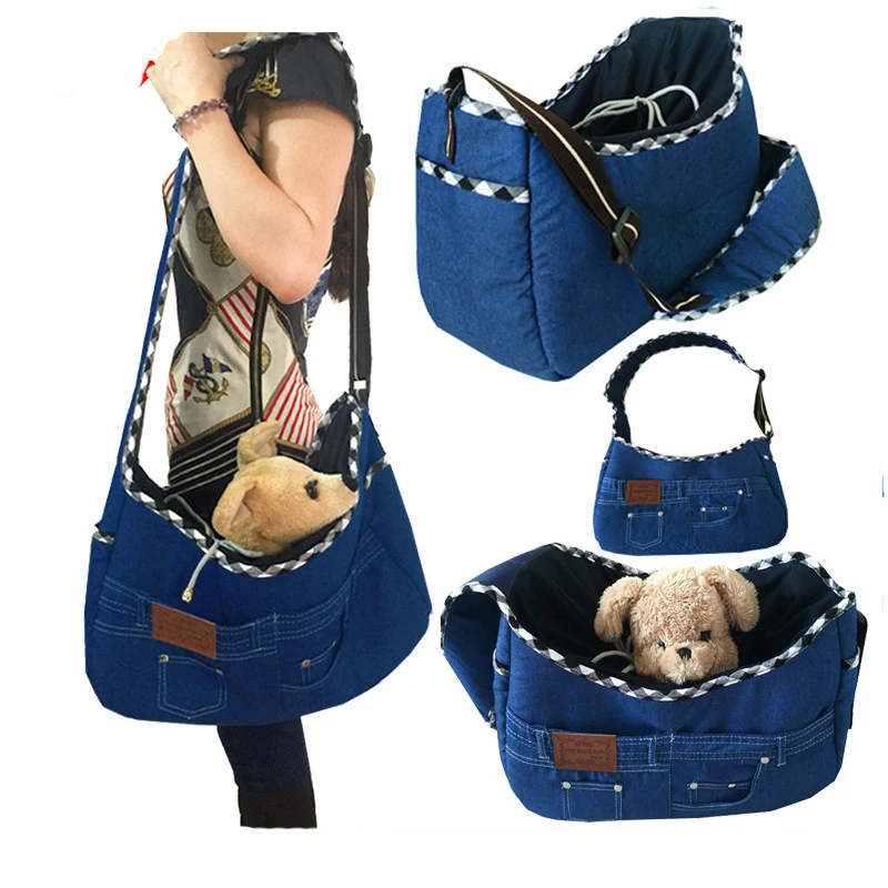 

Dog Backpack Portable Pet Carrier Bag Small Cat Dog Shoulder Bag Jeans Cloth Sling Bag for Pet Dog Puppy Carrying Bag