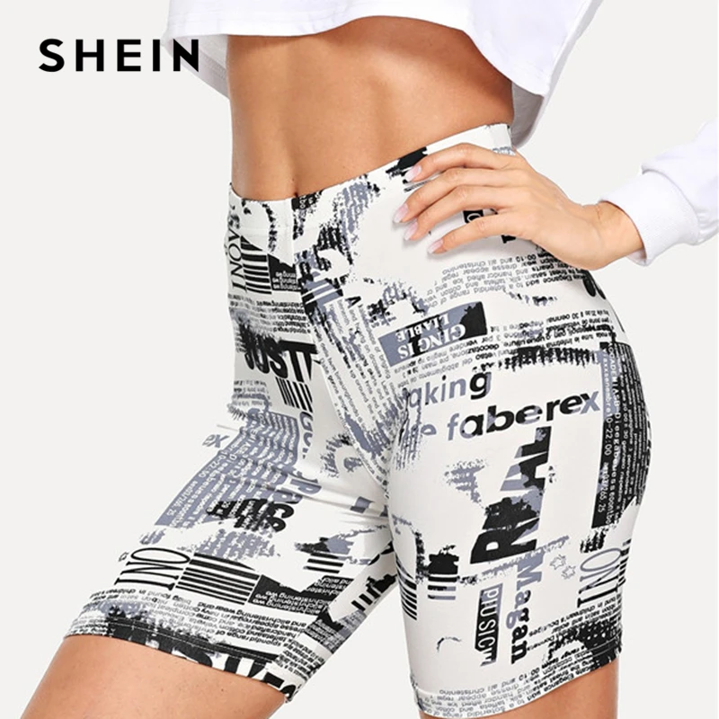 SHEIN Облегающие Спортивные Шорты Велосипедки Летние С Графическим