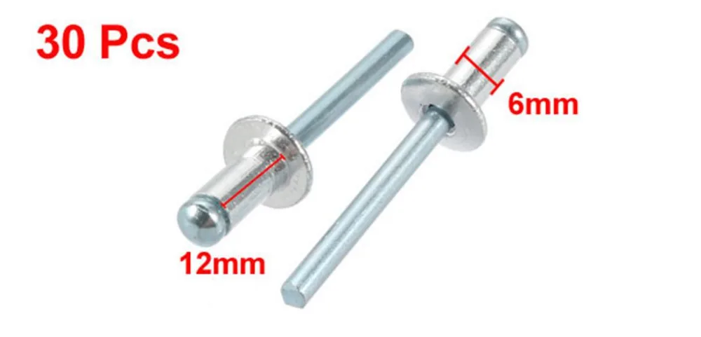 UXCELL 30 шт. слепые заклепки 6x10/12/14/16/20 мм Алюминий/Сталь открытый конец заклепки аппаратные средства для здания машины корабли летательный аппарат машины