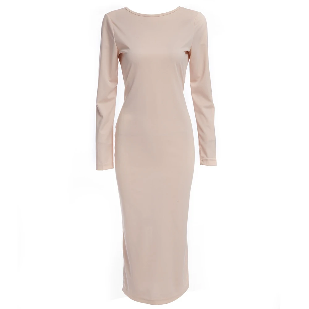 VESTLINDA Bodycon Sheath Dress Little Black Long Sleeve Party Dresses Women Back Full Zipper Robe Sexy Femme Pencil Tight Dress 22