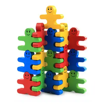 

Baby Kid Education Wooden Toy Stacking Nest Learning Stack Up Rainbow Tower Ring