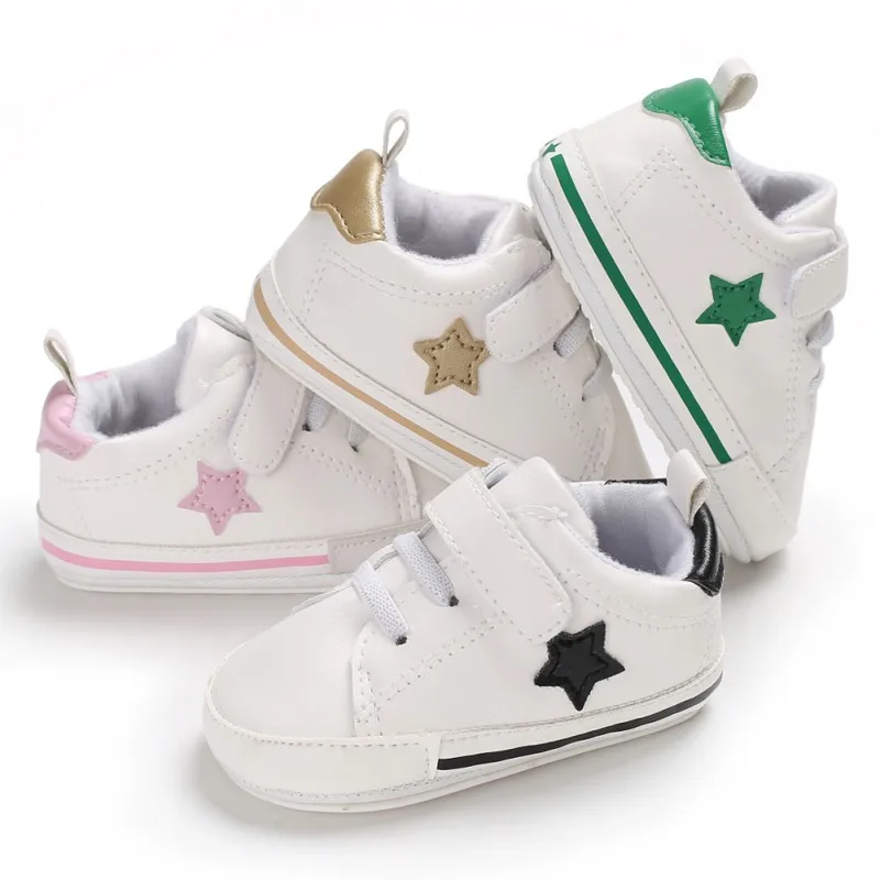 

Baby Boy sneaker Infants Toddler Shoes Stars Non-slip Newborn Crib Shoes Pu leather 0-18 M