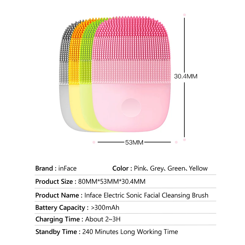 InFace электрическая глубокая Чистящая Щетка массажная Соник для мытья лица IPX7 водостойкое Силиконовое очищающее средство для лица для влюбленных