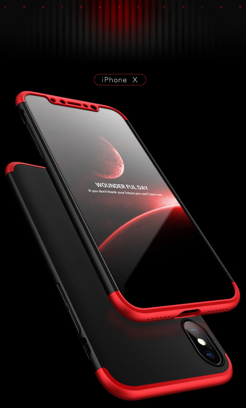 Case for iPhone X 10 XS XR XSMax Case 360 Degree Full Protection Hard PC 3 in 1 Matte Cover for iPhone5 6S 7 8 Plus Fundas Coque (1)
