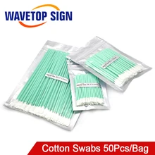 WaveTopSign 50 шт. сумка ватные палочки Без пыли антистатическая очистка q-советы для волоконной лазерной машины фокус Защита объектива Windows