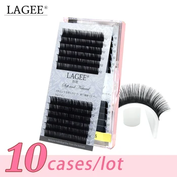 

LAGEE 10 Cases Individual Eyelashes Faux Mink Eyelash Extensions Artificial Fake False Eyelashes New design J B C CC Curl