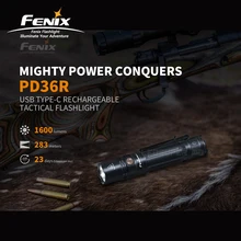 Usb type-C зарядка Fenix PD36R 1600 люмен ультра-компактный аккумуляторный тактический фонарик с литий-ионным аккумулятором 5000 мАч