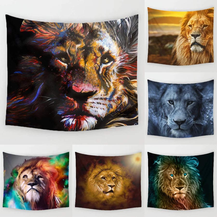 DecorUhome 1 шт. 100% полиэстер Лев масла гобелен 3D освещение ревущий взгляд повесить