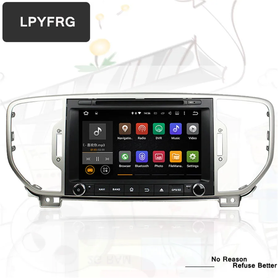 Excellent Android 9.0 car dvd player gps dvd for R KIA sportage 2016 2017 car pc gps navigation 1 din car stereo head unit Tape Recorder 3