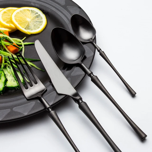 Matte Black Cutlery Set for 304 Stainless Steel Dinnerware Set Fork Knife