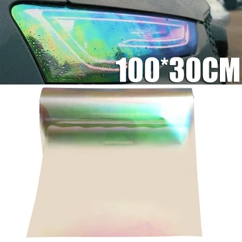 

For Car-styling 1pc Auto Headlight Film Transparent Hologram Tint Film Chameleon Oil Slick 100x30CM Mayitr