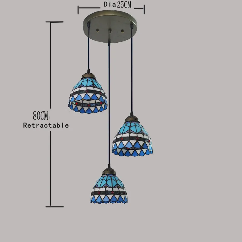 Средиземноморский стиль 3 Стекло тени E27 современные подвесные светильники для столовая Ресторан огни светильник lamparas подвесные
