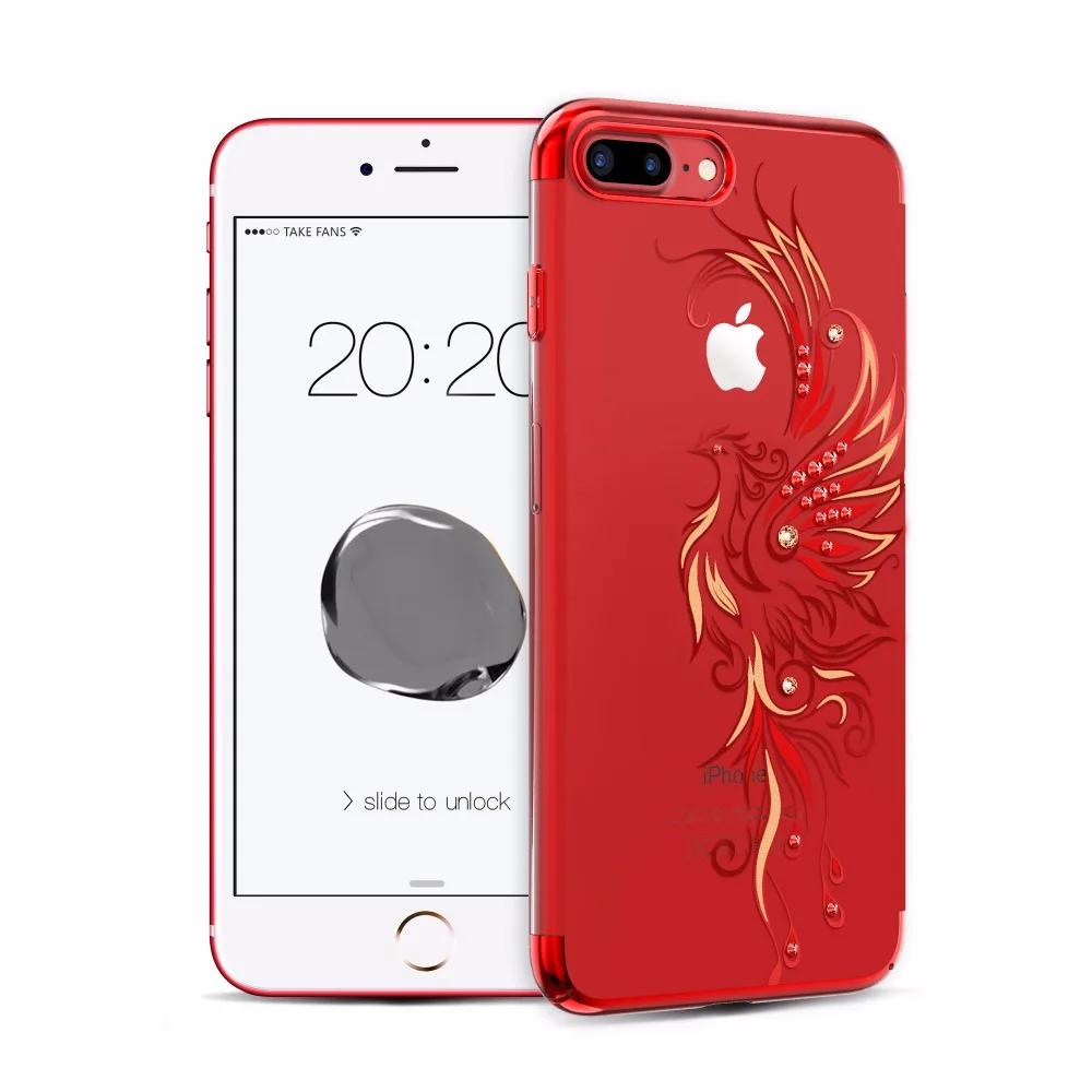 For Apple iPhone 8 7/ Plus Case Gold/ Red/ Black Plated Clear PC Hard