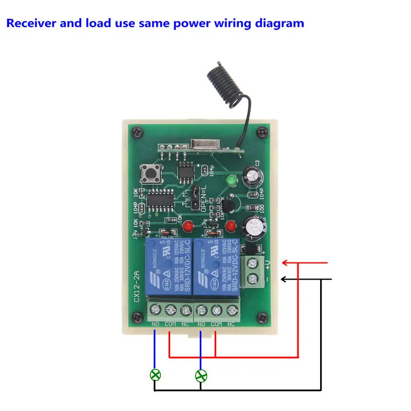 DC 12V 24V 2 CH 2CH RF беспроводной переключатель системы дистанционного управления, ЧЕРНЫЙ передатчик+ приемник, 315/433 MHz, Jog