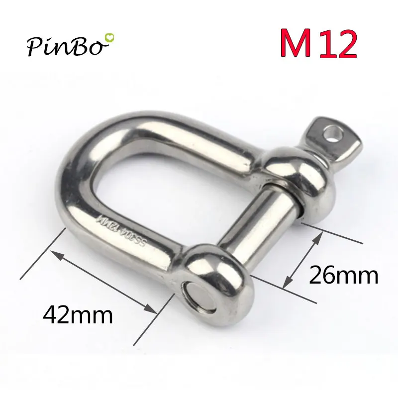 m12 ,2pcs 304 stainless steel D dee shackle , High quality antirust