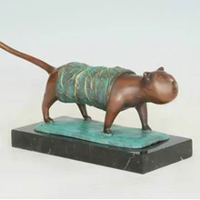 ATLIE Бронзовая статуя кота, бронзовая фигурка животного, украшение дома, китайская медная литьевая латунная скульптура кошки, художественное искусство