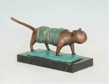 Bronze Cat Statue Animal Figurine House Decoration Lost Wax Casting Brass Pet Cat sculpture