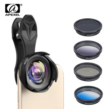 

APEXEL all in all phone camera lens kit professional wide/macro lens with grad filter CPL ND filter for iPhoneX andriod phones