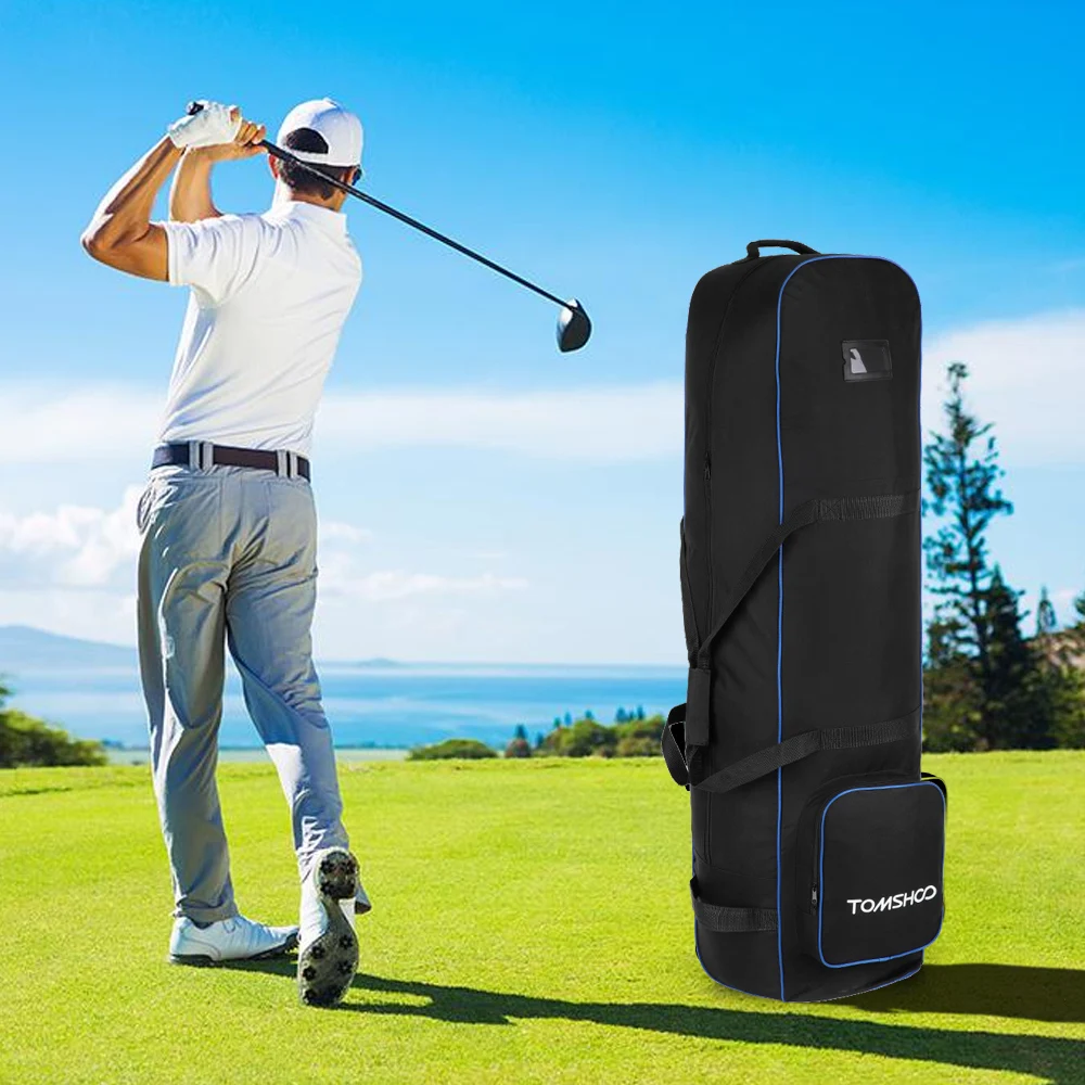 

TOMSHOO Golf Bag Smooth Rolling Golf Travel Bag Cover Case Carrier with Wheels Waterproof 600D polyester Golf Clubs Bag