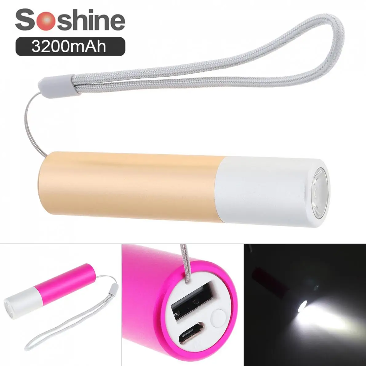 

Soshine 3200mAh Lipstick-Sized Power Bank with Compact External Batteries Compatible for iPhone Xs / XR / Android Smartphones
