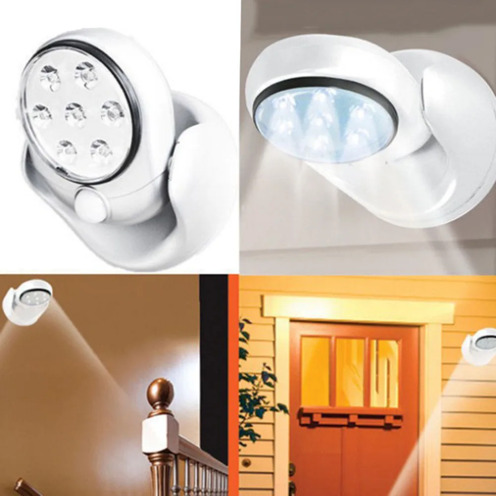 

7 LED 5W Wireless 360 Degrees Rotation Motion Activated Sensor Ultra Bright Night Light Automatic Infrared Wall Lamp