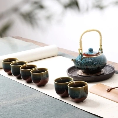 

Set of Kung Fu tea ceramic teapot tea set portable Teapot Tea Set