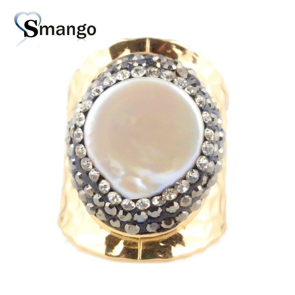 

New Arrival! Gold Plating color Shell Pave Setting Crystal Rings ! 5 Pieces