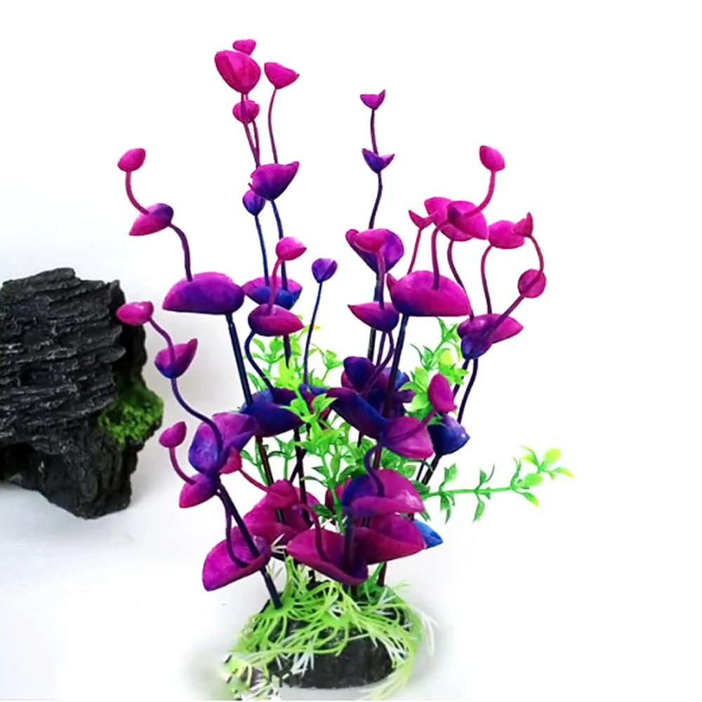 Plant Artificial Plastic Gradient Grass Aquarium Decoration Colorful Lifelike Purple 16CMplants