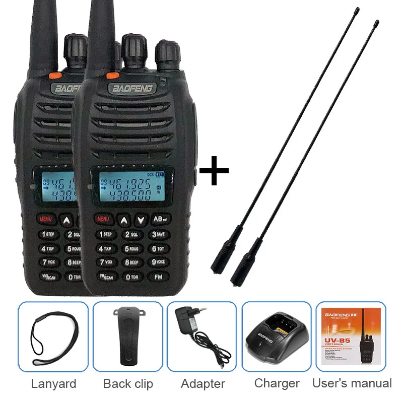 add 2antenna 2 шт. BAOFENG UV-B5 рация UHF VHF портативный любительский радиопередатчик 99CH мобильный радиоприемник приемопередатчика Comunicador FM VOX+ наушник - Цвет: add 2antenna