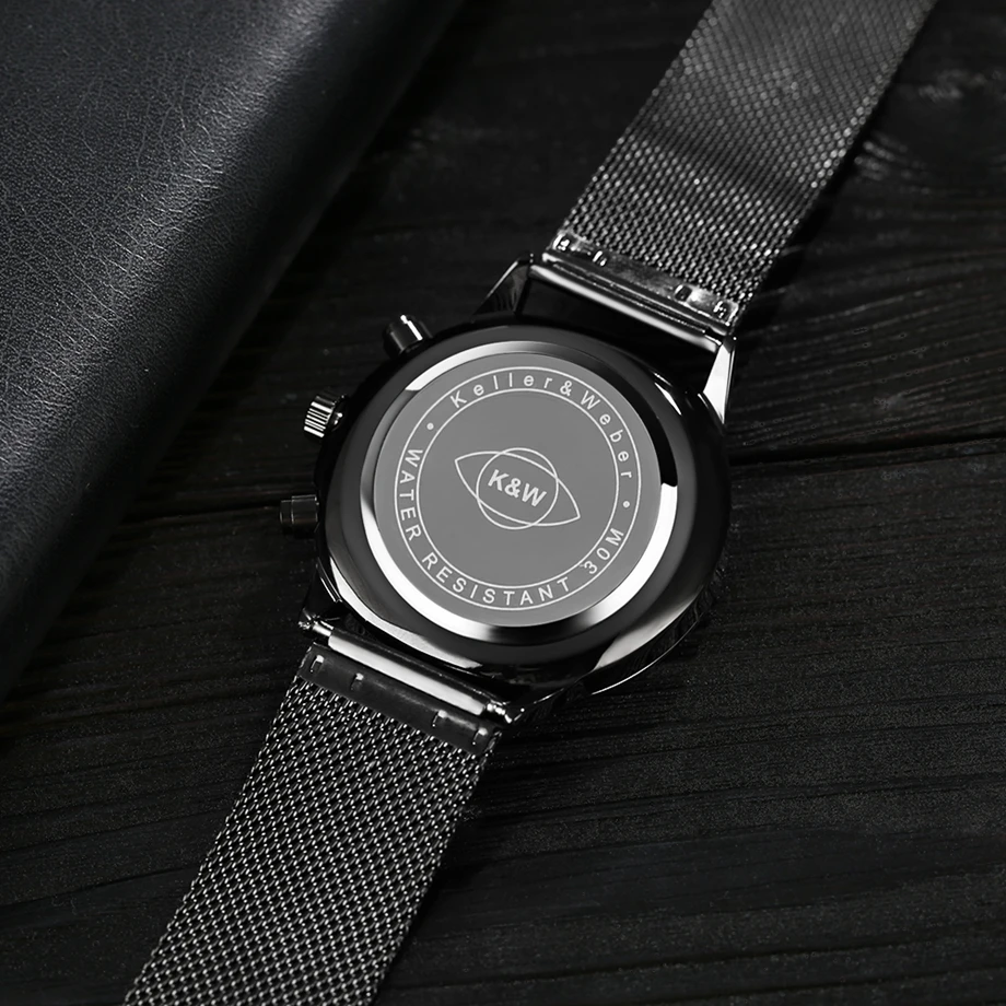 Keller & Weber Men's Watches Top Luxury 30m Waterproof Ultra Thin Date Clock Steel Strap Casual Quartz Watch Men Sport Watch (6)
