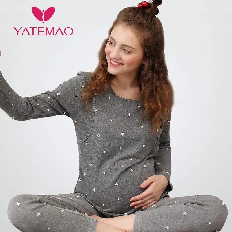 Buy YATEMAO Nursing Clothes Maternity Pajamas Cotton Pregnant Pajama Set