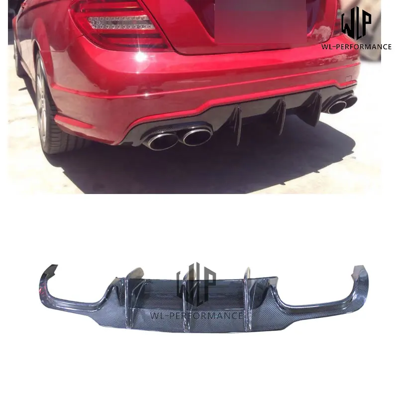 W204 большой клинок Стиль углеродного волокна задний диффузор для Mercedes Benz C Class C180