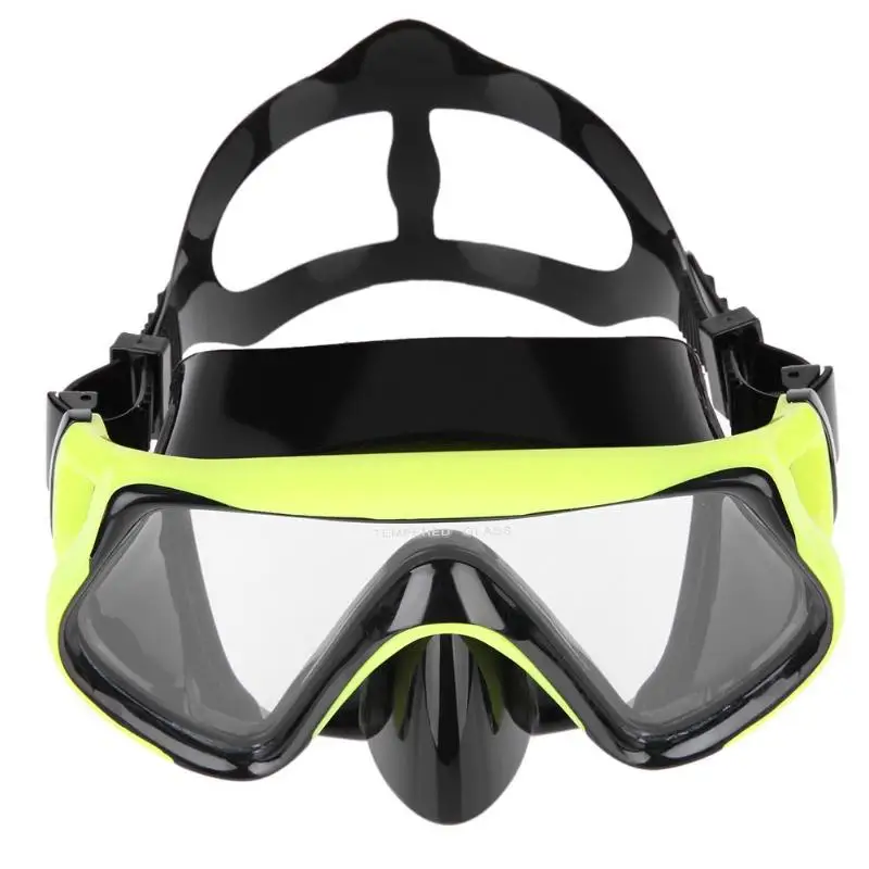 Adult Full Dry Anti fog Tempered Glass Lens Silicone Swimming Diving